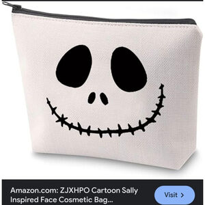 Women's Unbranded Cosmetic Bag Small White Black jack skeleton‎